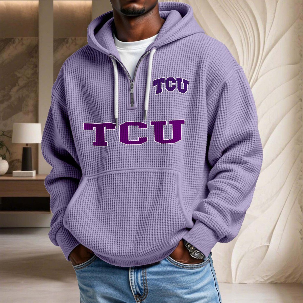 Sweat à capuche en maille gaufrée Tcu Horned Frogs