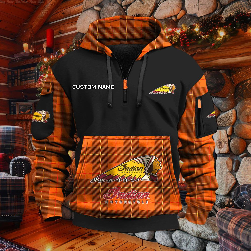 Sweat à capuche à demi-zip Indian Motorcycle – Image 8