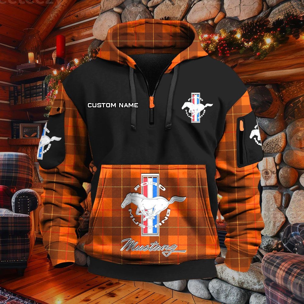 Sweat à capuche à demi-zip Ford Mustang – Image 8