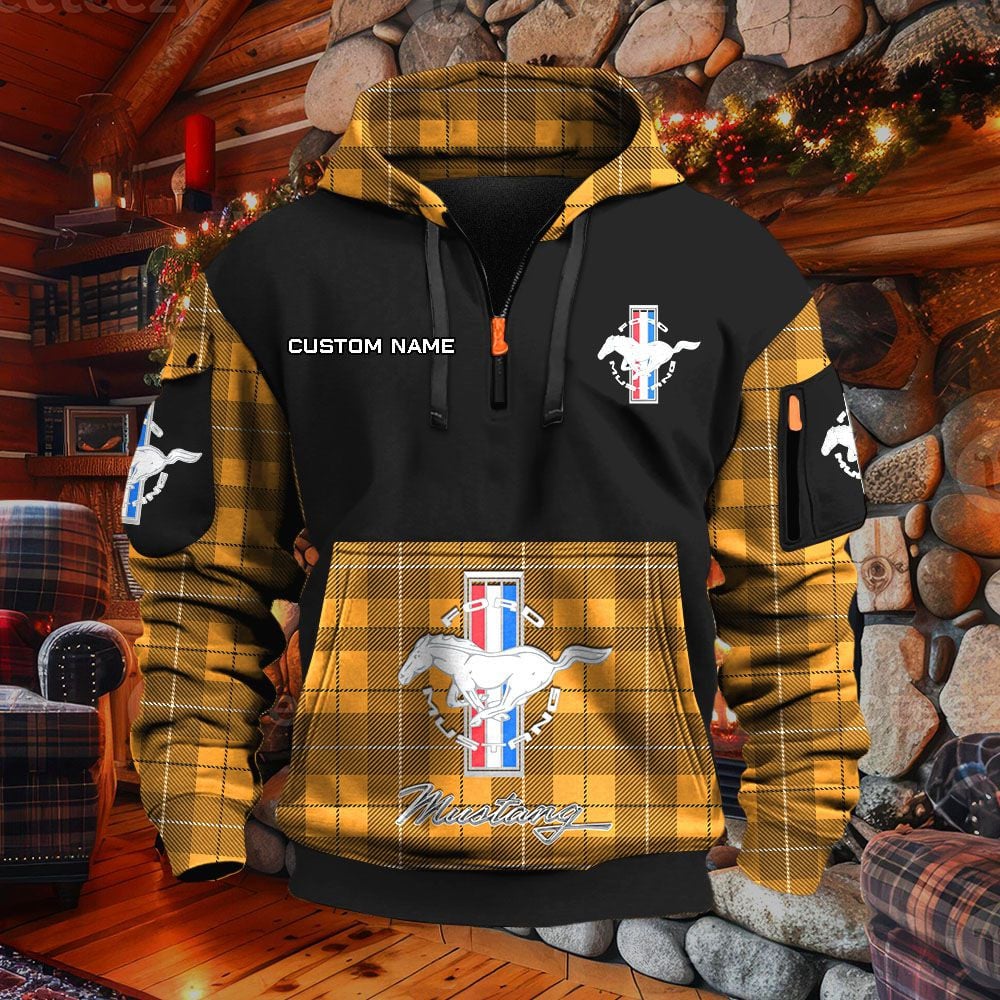 Sweat à capuche à demi-zip Ford Mustang – Image 9