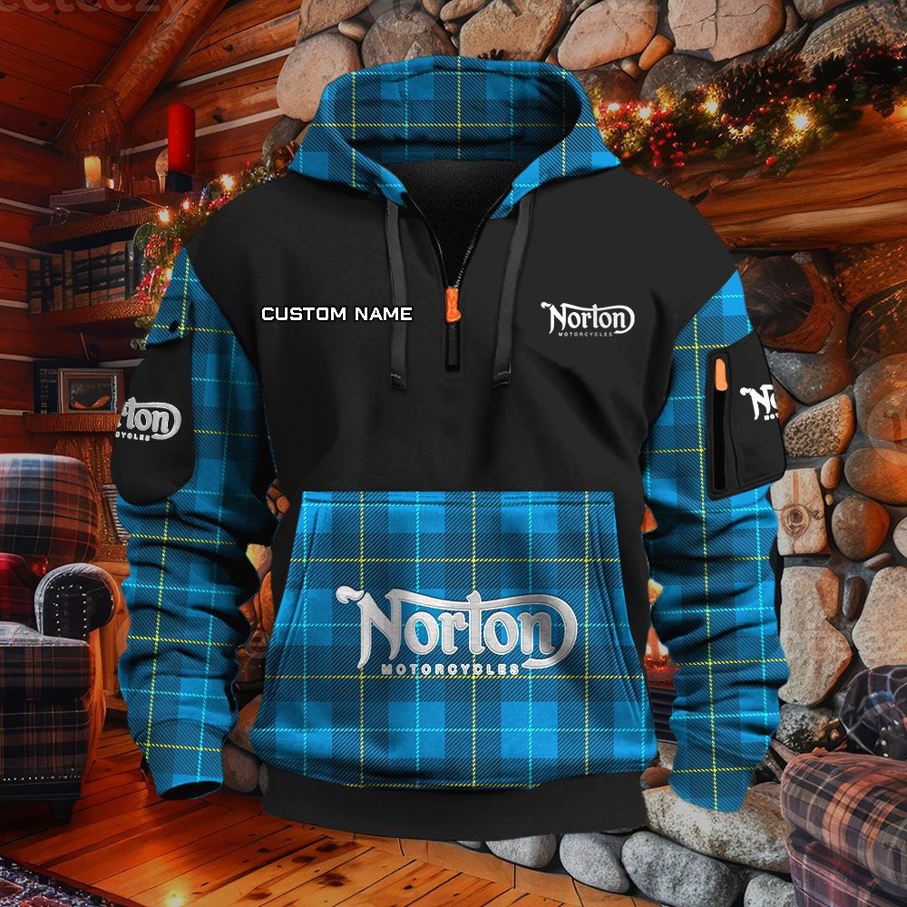 Sweat à capuche à demi-zip Norton Motorcycles – Image 7