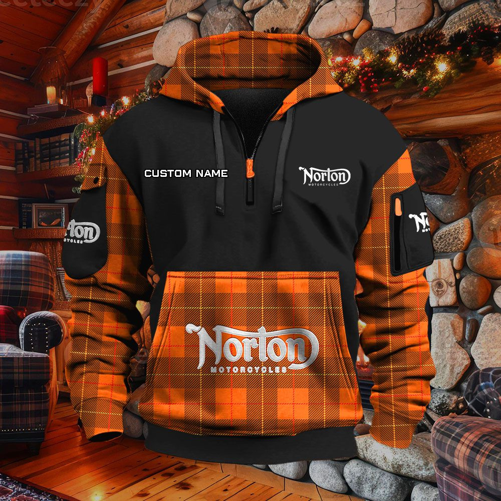 Sweat à capuche à demi-zip Norton Motorcycles – Image 8
