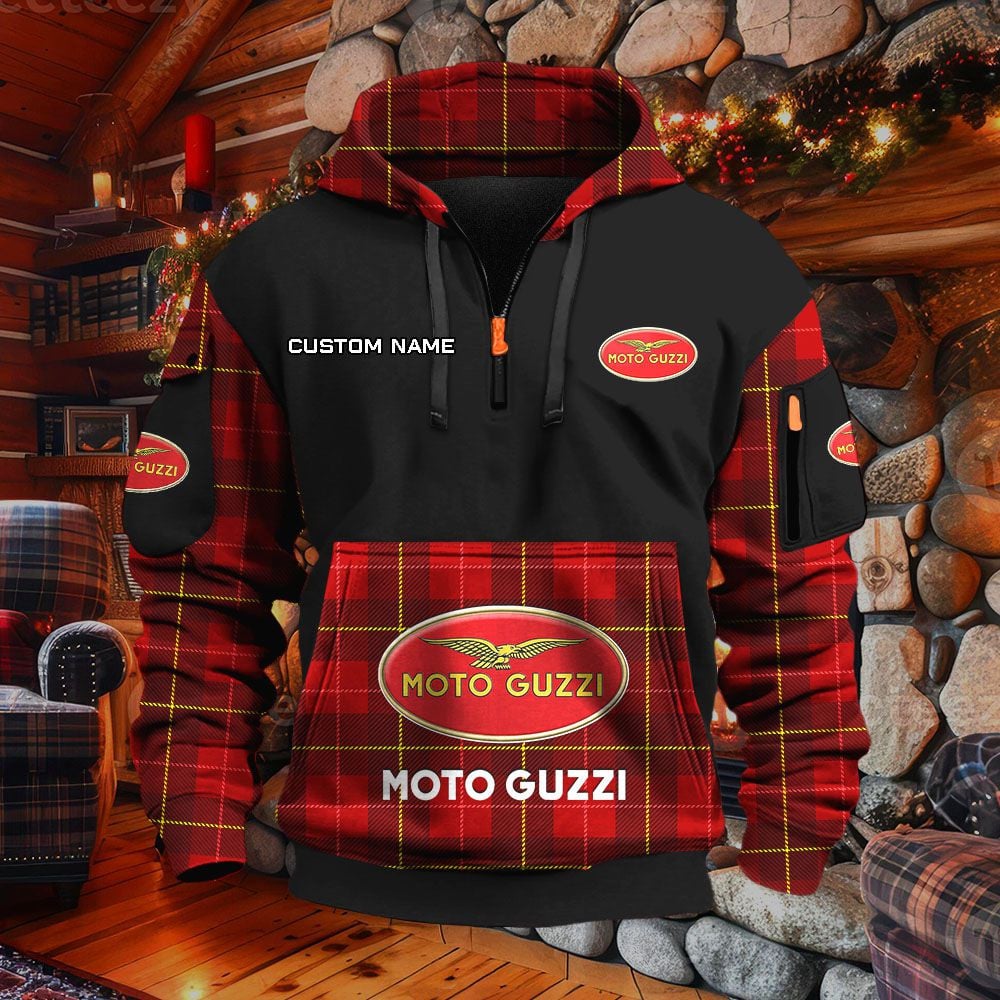 Sweat à capuche à demi-zip Moto Guzzi