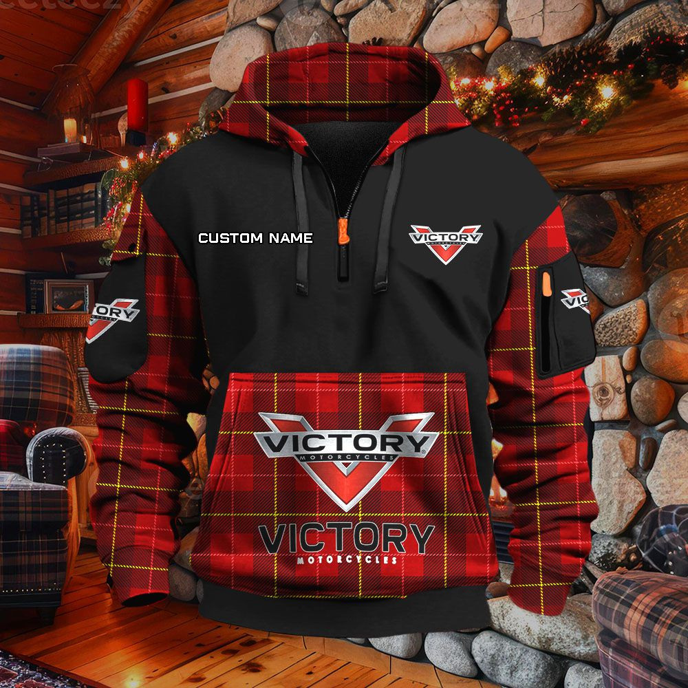 Sweat à capuche à demi-zip Victory Motorcycles – Image 3