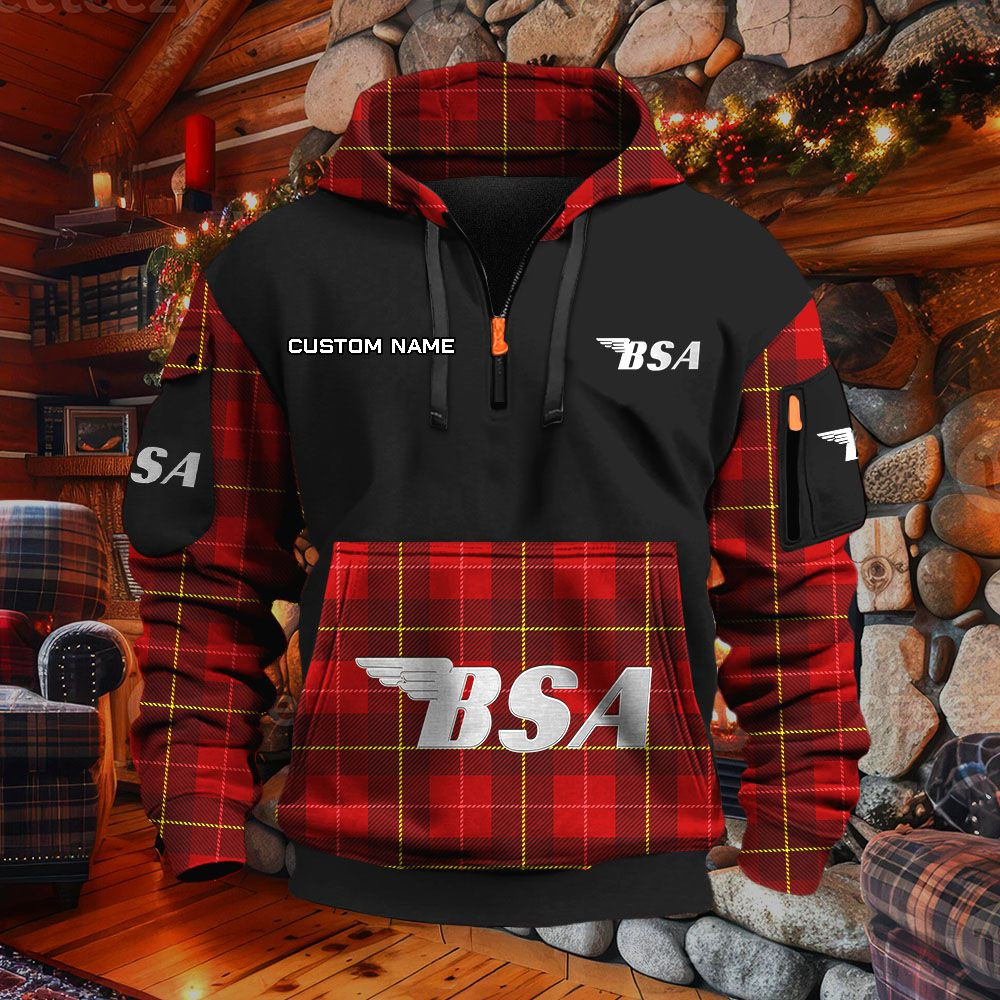 Sweat à capuche à demi-zip BSA Motorcycles – Image 3