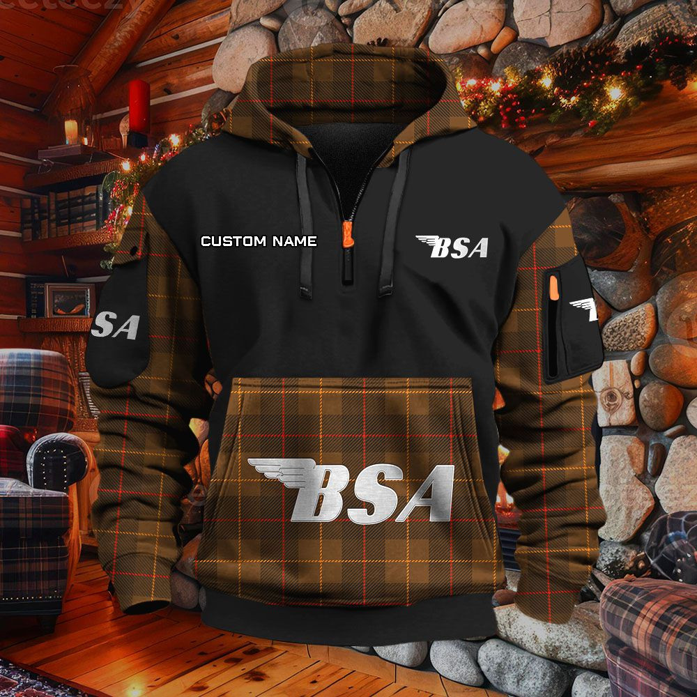 Sweat à capuche à demi-zip BSA Motorcycles – Image 4