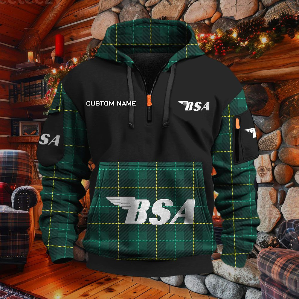 Sweat à capuche à demi-zip BSA Motorcycles – Image 5