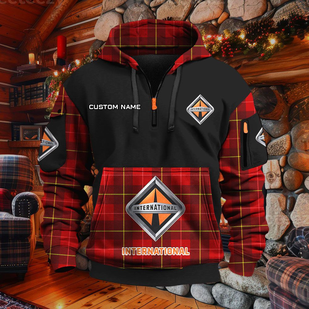 Sweat à capuche à demi-zip International – Image 4