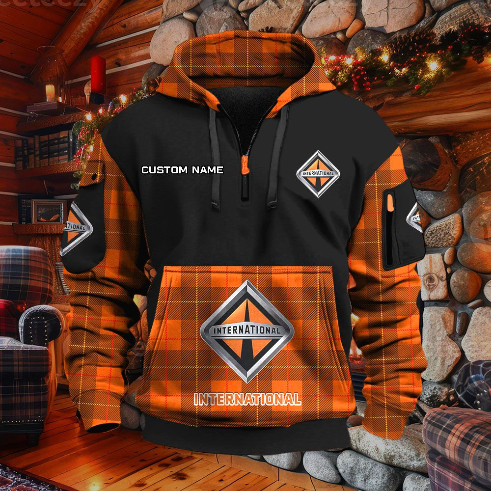 Sweat à capuche à demi-zip International