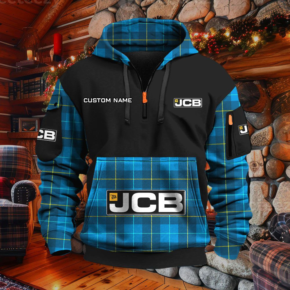 Sweat à capuche à demi-zip JCB Agricultural Tractors – Image 8