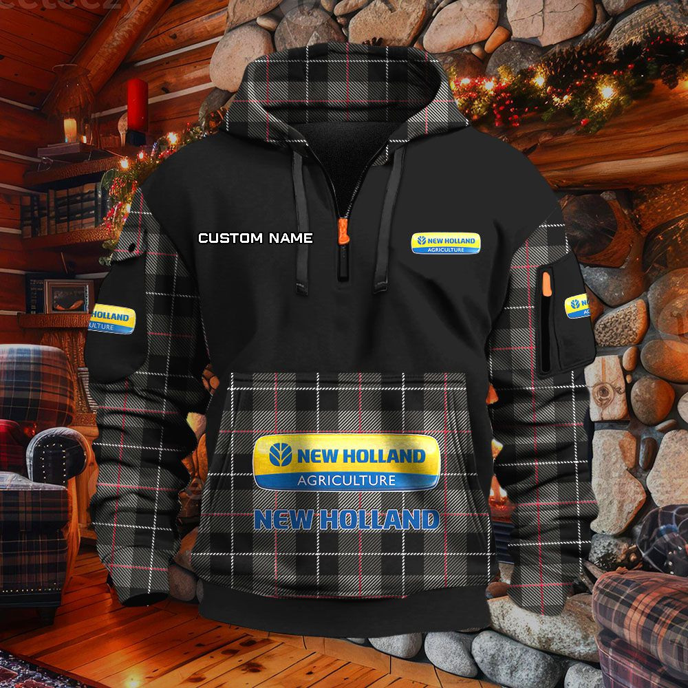Sweat à capuche à demi-zip New Holland – Image 2