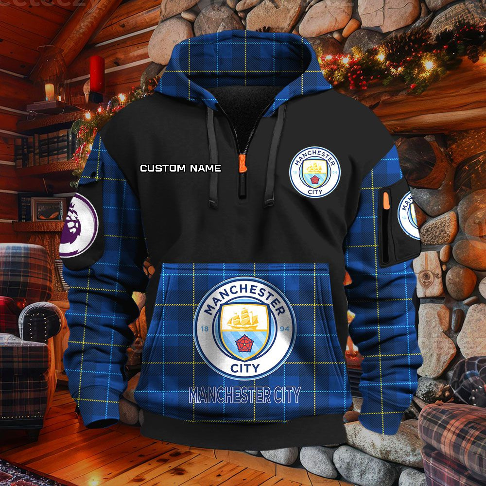 Sweat à capuche à demi-zip Manchester City – Image 7