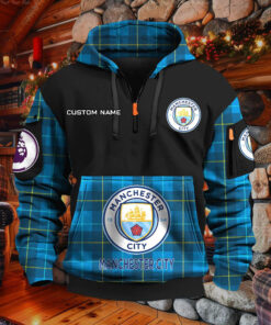 Sweat à capuche à demi-zip Manchester City