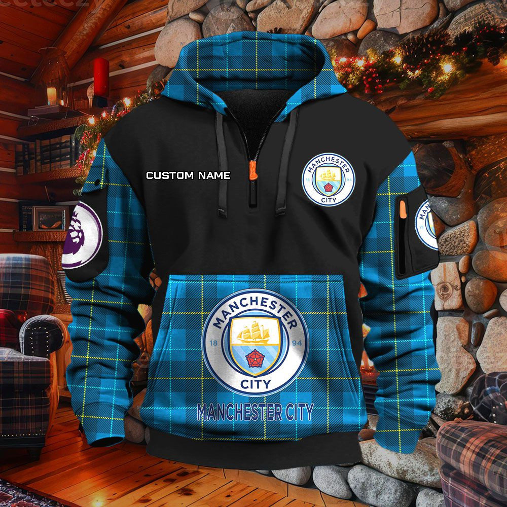 Sweat à capuche à demi-zip Manchester City