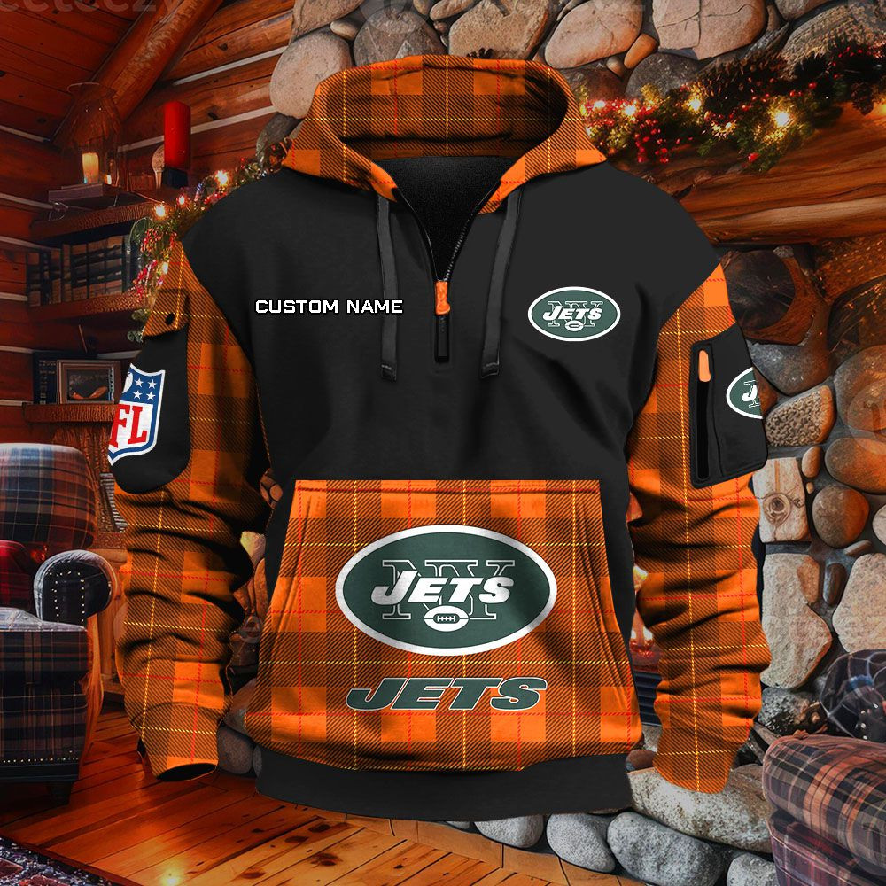 Sweat à capuche à demi-zip New York Jets – Image 8
