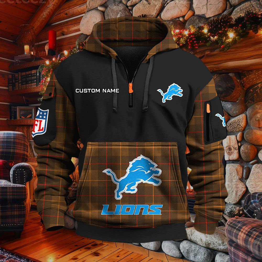 Sweat à capuche à demi-zip Detroit Lions – Image 5