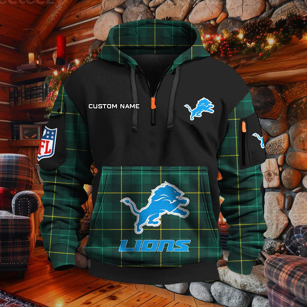 Sweat à capuche à demi-zip Detroit Lions – Image 6