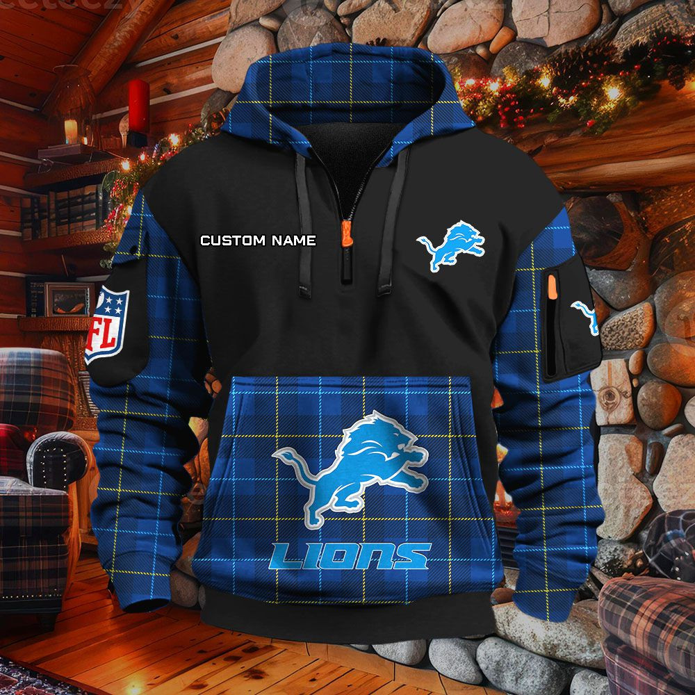 Sweat à capuche à demi-zip Detroit Lions – Image 7