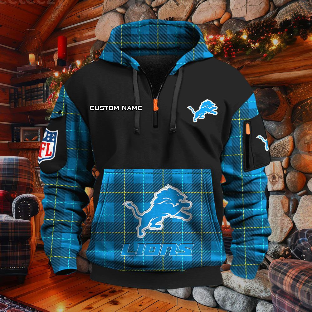 Sweat à capuche à demi-zip Detroit Lions