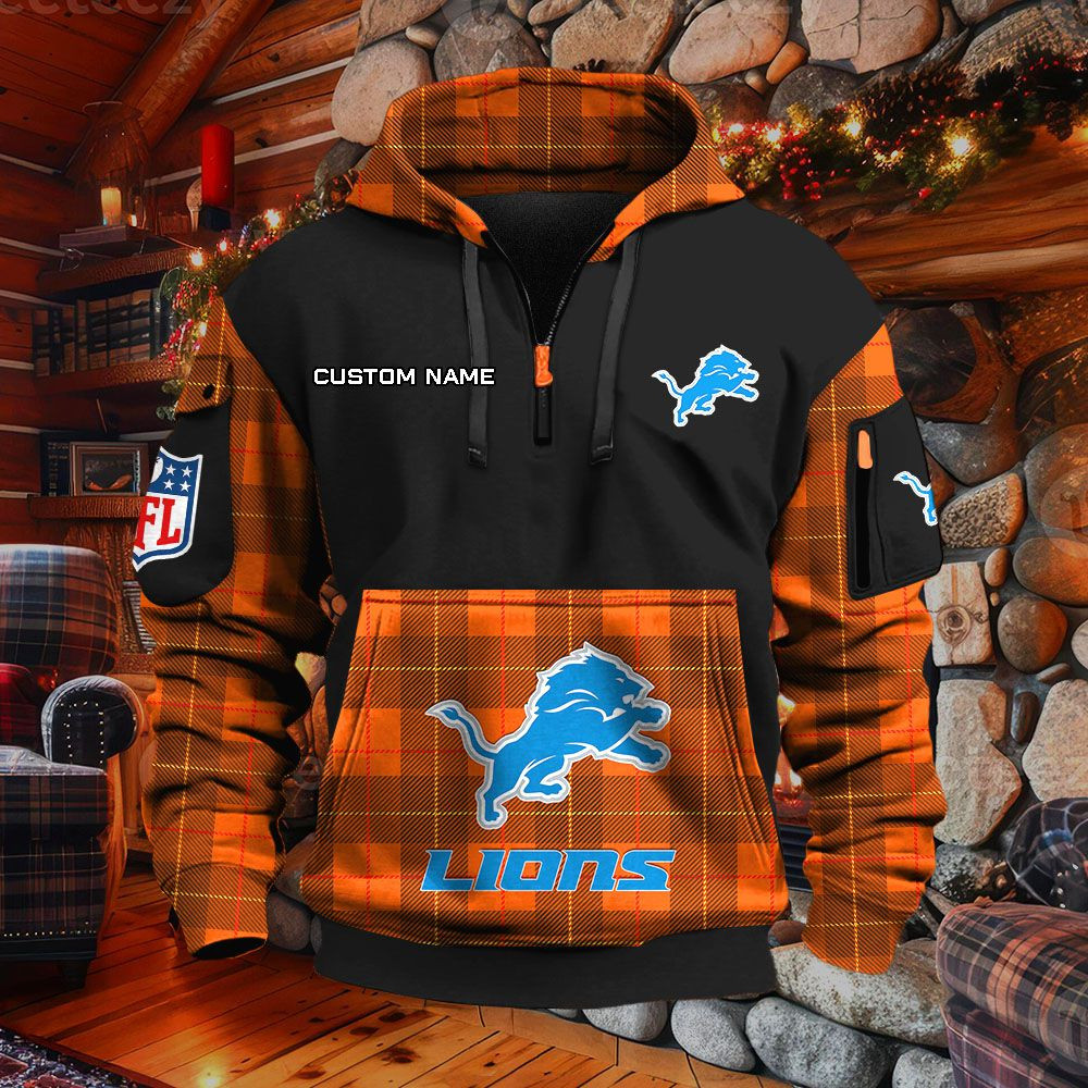 Sweat à capuche à demi-zip Detroit Lions – Image 8