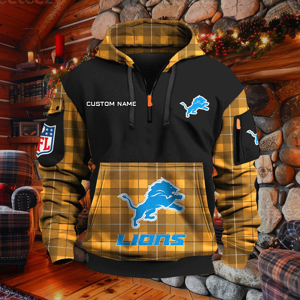 Sweat à capuche à demi-zip Detroit Lions – Image 9