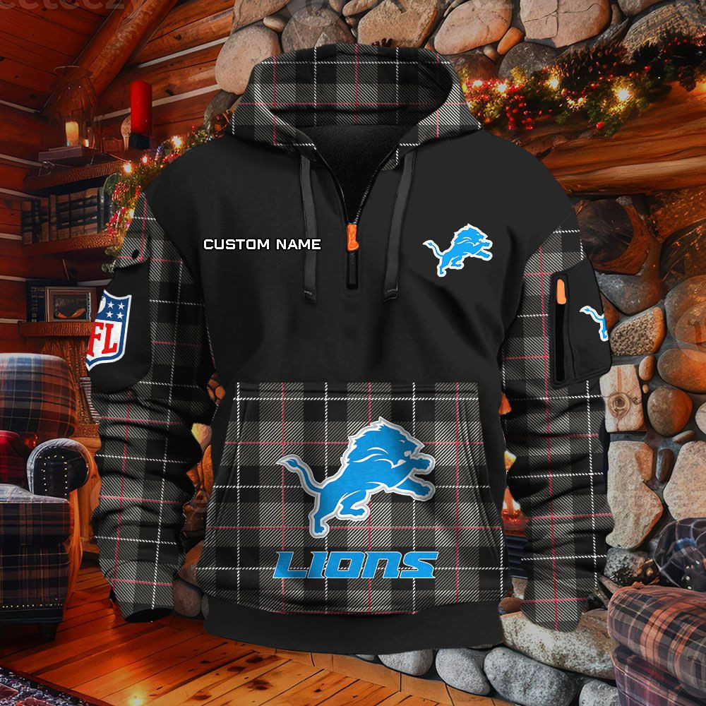 Sweat à capuche à demi-zip Detroit Lions – Image 2