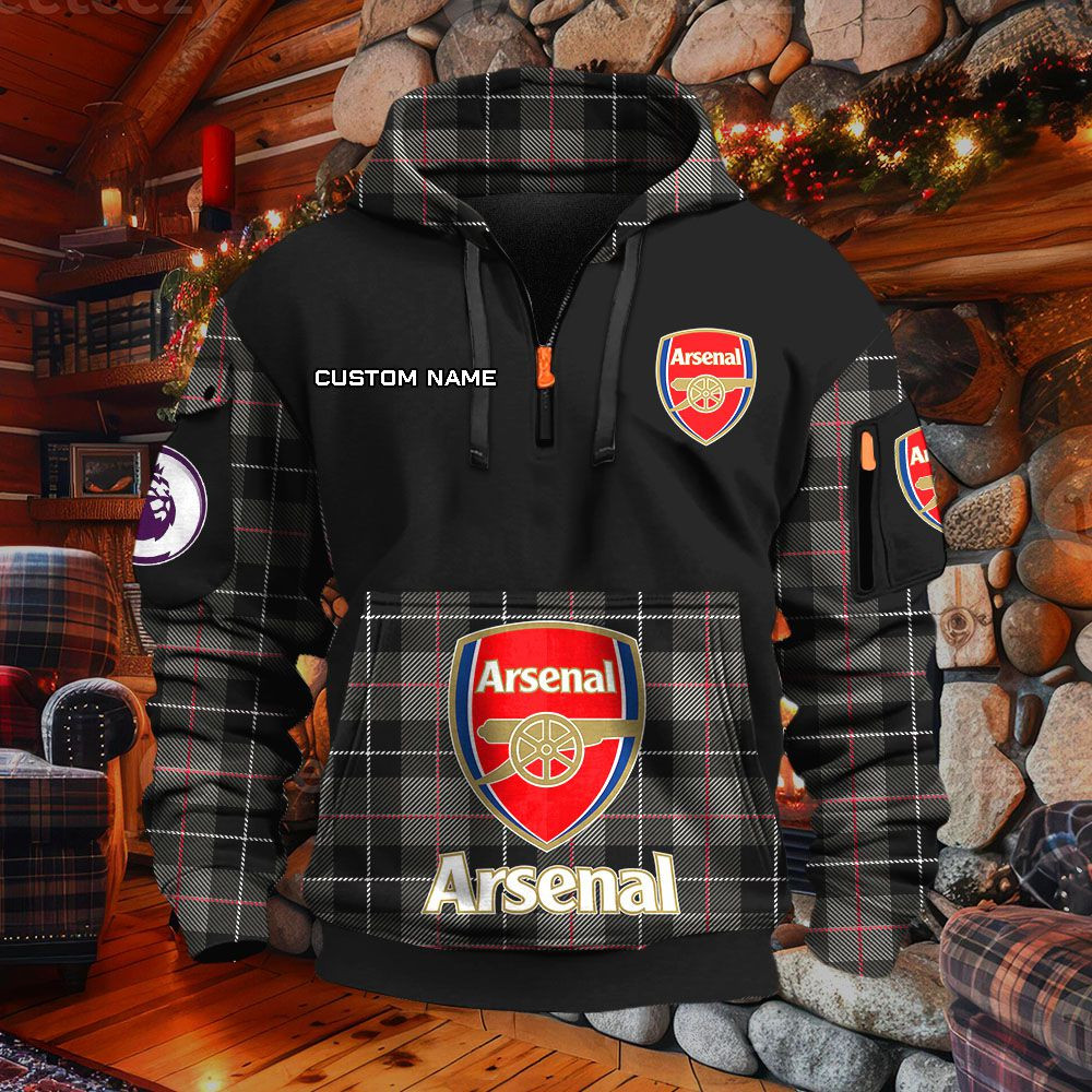 Sweat à capuche à demi-zip Arsenal – Image 2