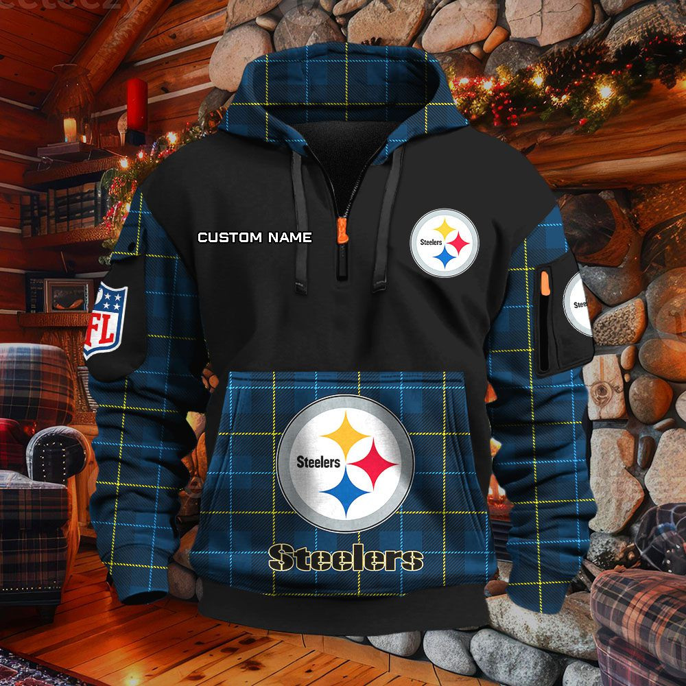 Sweat à capuche à demi-zip Pittsburgh Steelers – Image 2