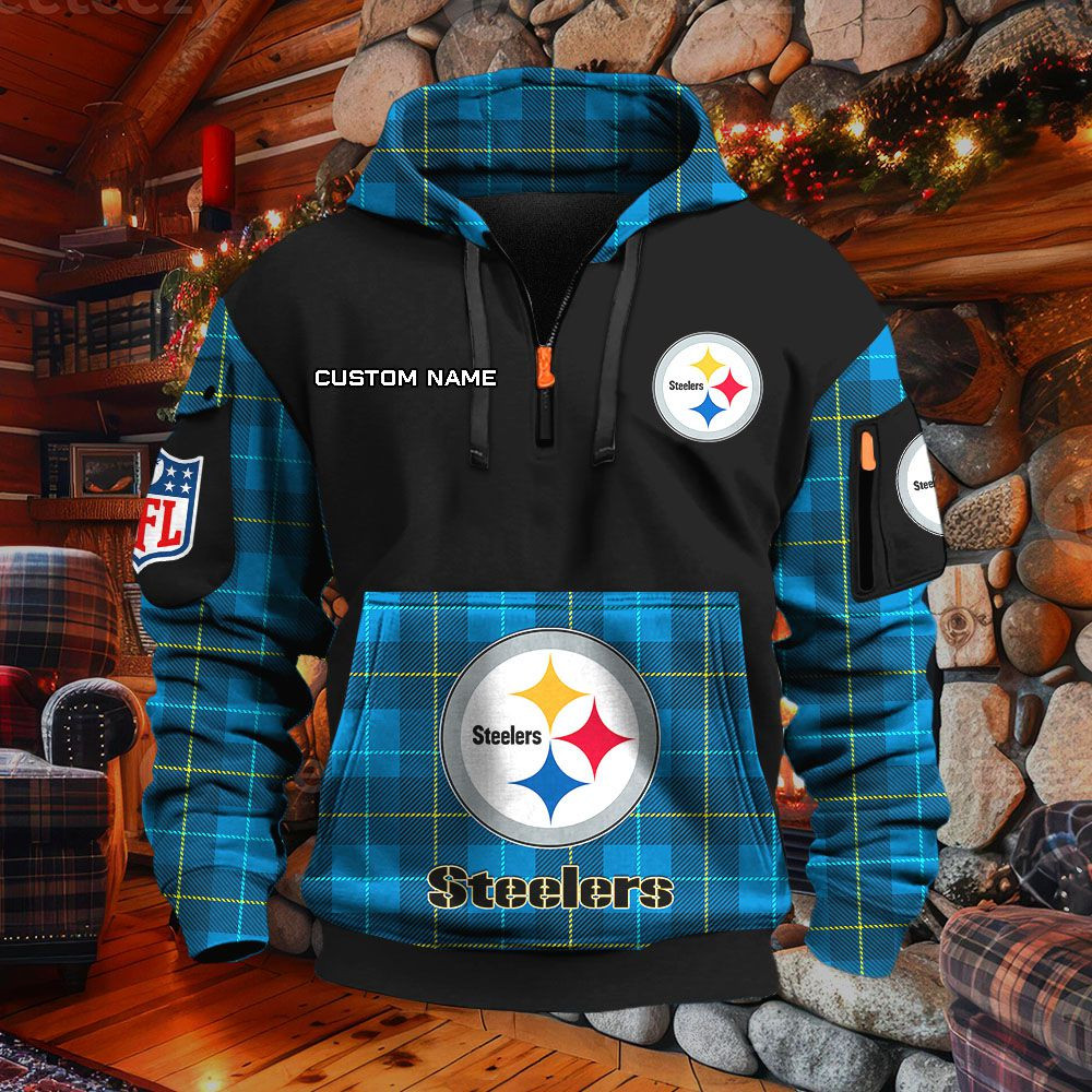 Sweat à capuche à demi-zip Pittsburgh Steelers – Image 7