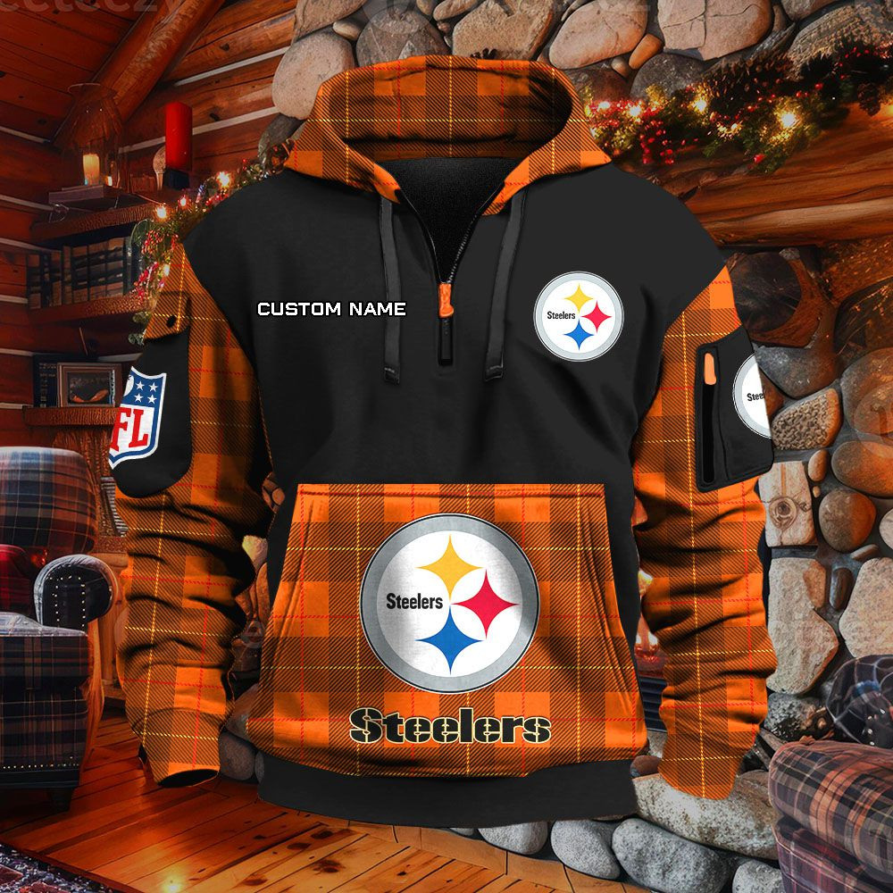 Sweat à capuche à demi-zip Pittsburgh Steelers – Image 8