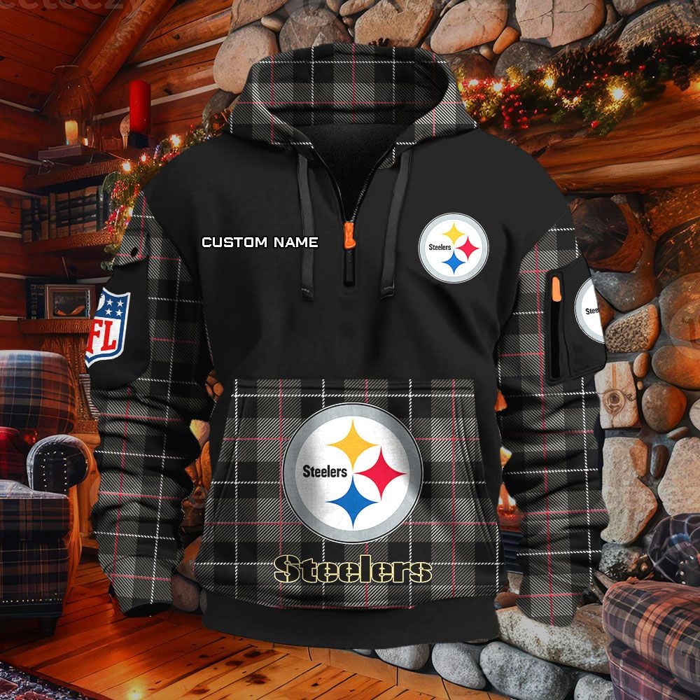 Sweat à capuche à demi-zip Pittsburgh Steelers