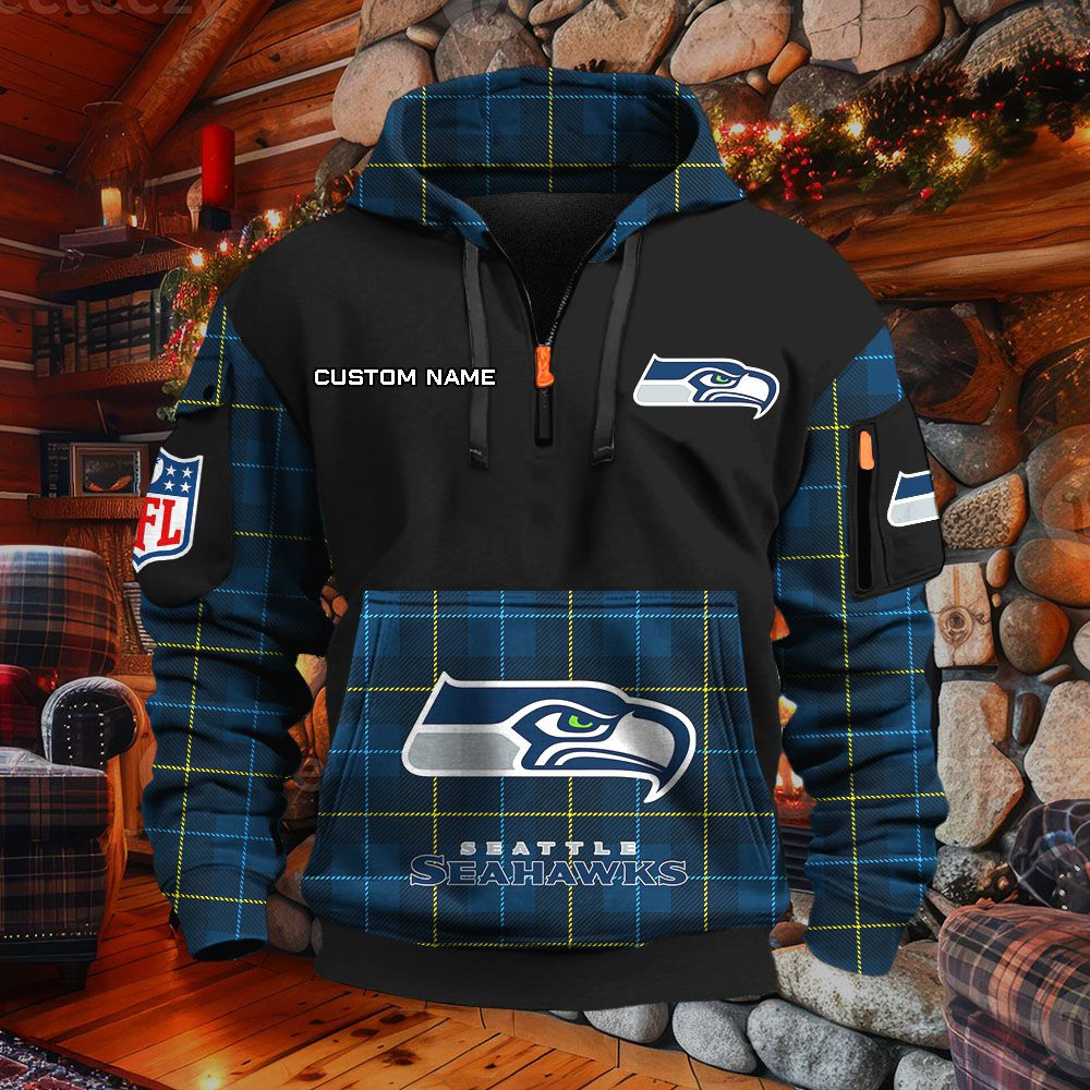 Sweat à capuche à demi-zip Seattle Seahawks – Image 3