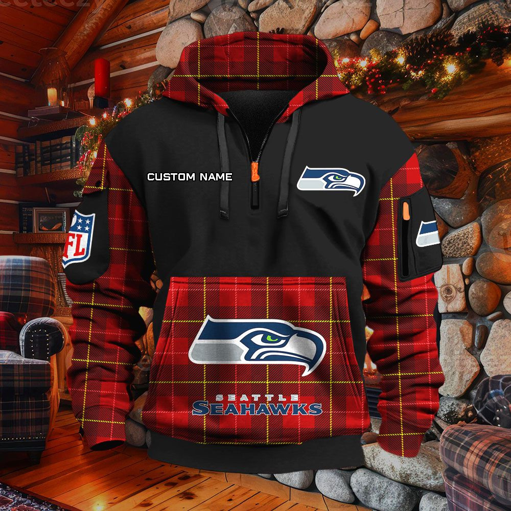 Sweat à capuche à demi-zip Seattle Seahawks – Image 4
