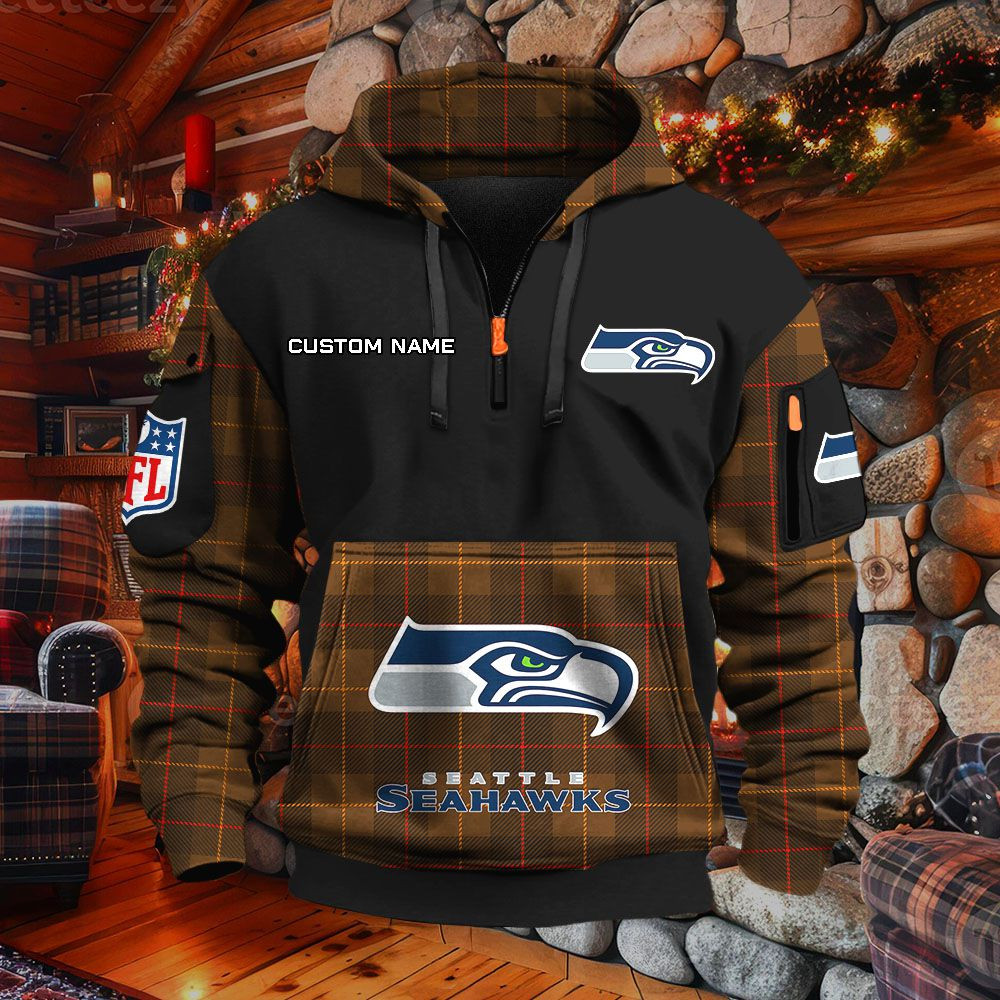 Sweat à capuche à demi-zip Seattle Seahawks – Image 5