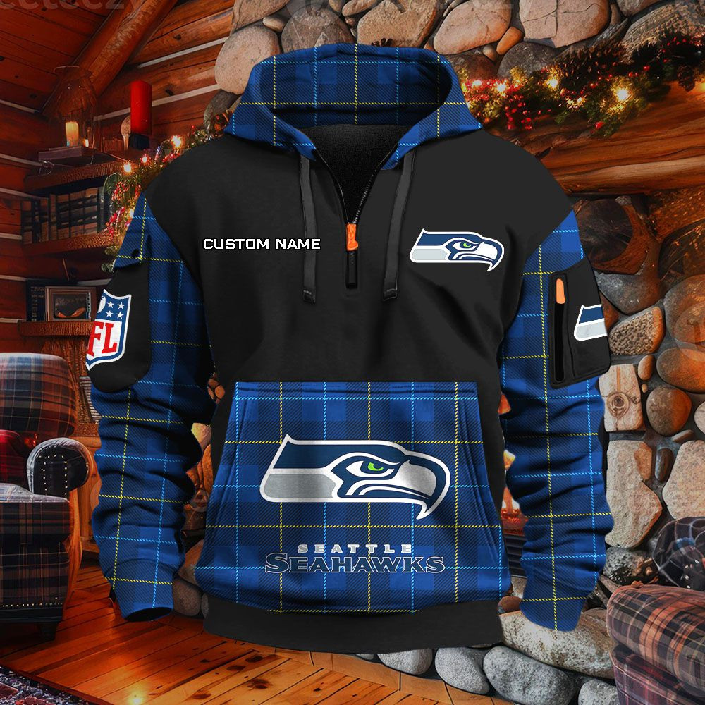 Sweat à capuche à demi-zip Seattle Seahawks – Image 7