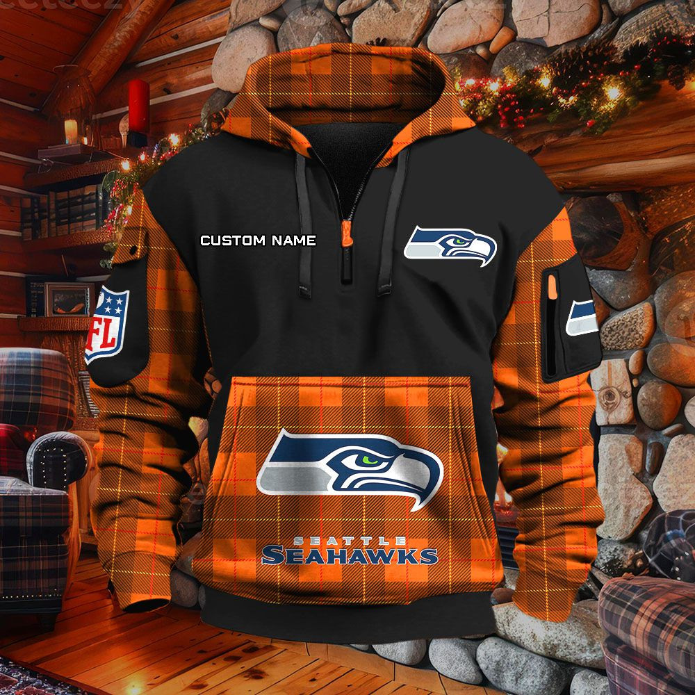 Sweat à capuche à demi-zip Seattle Seahawks – Image 8