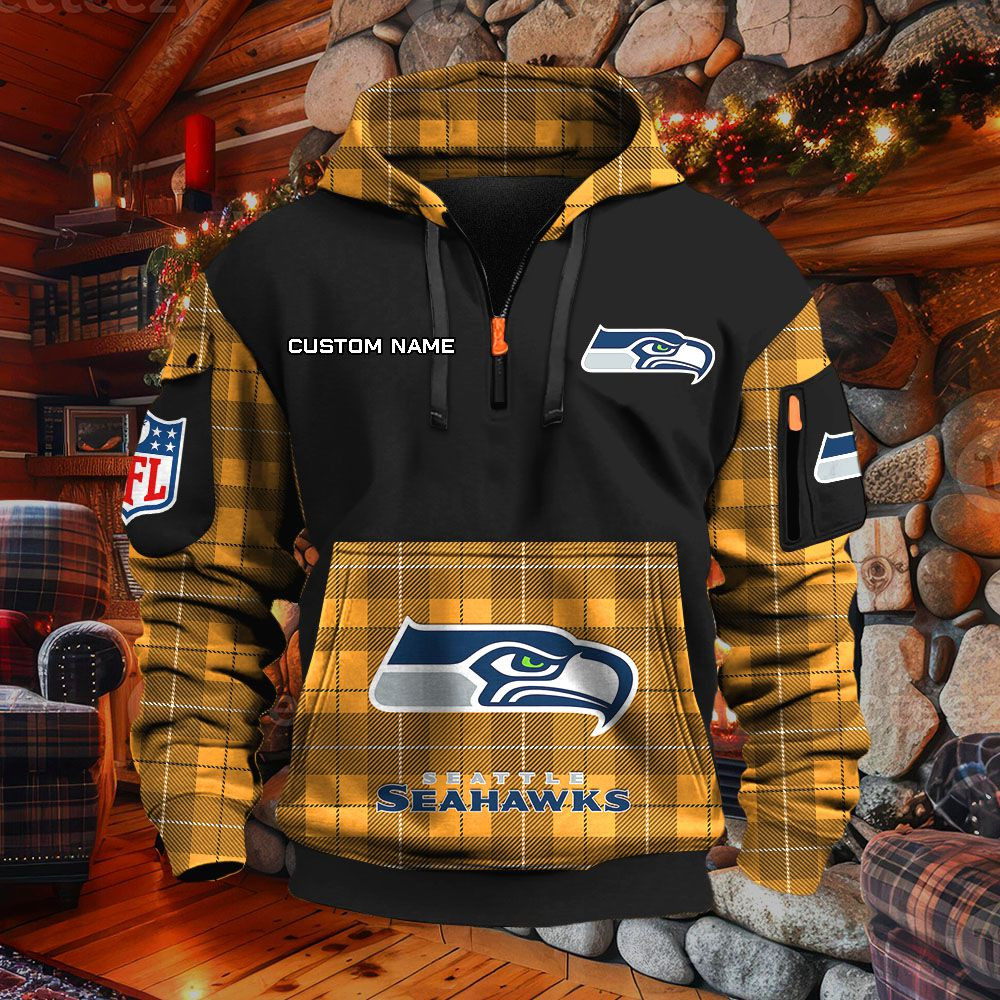 Sweat à capuche à demi-zip Seattle Seahawks – Image 9