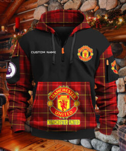 Sweat à capuche à demi-zip Manchester United
