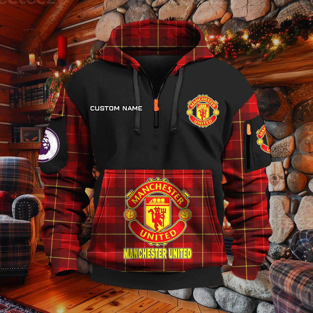 Sweat à capuche à demi-zip Manchester United