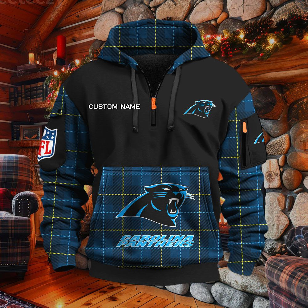 Sweat à capuche à demi-zip Carolina Panthers – Image 3