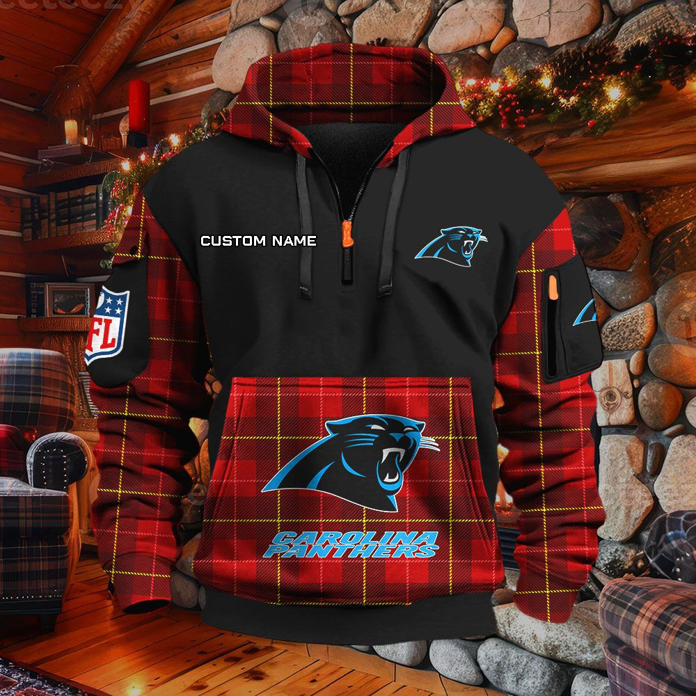 Sweat à capuche à demi-zip Carolina Panthers – Image 4