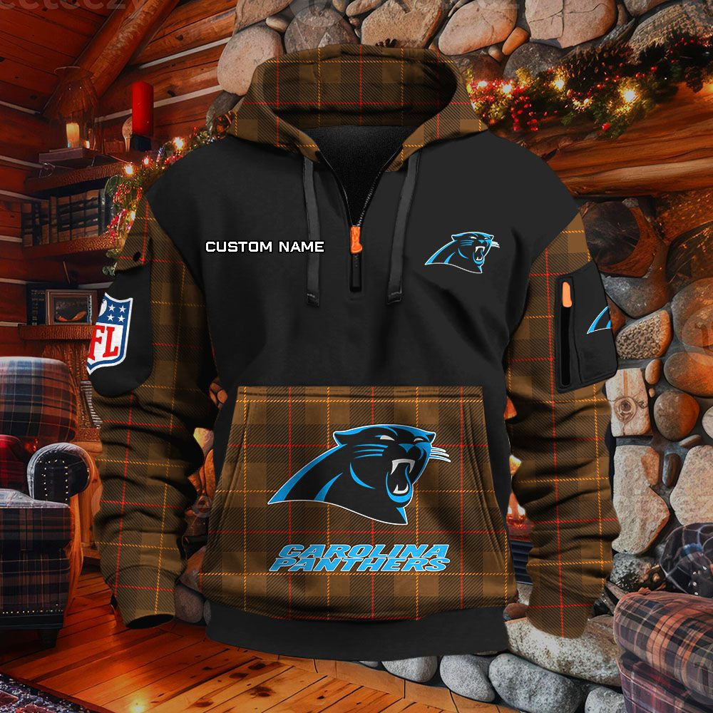 Sweat à capuche à demi-zip Carolina Panthers – Image 5