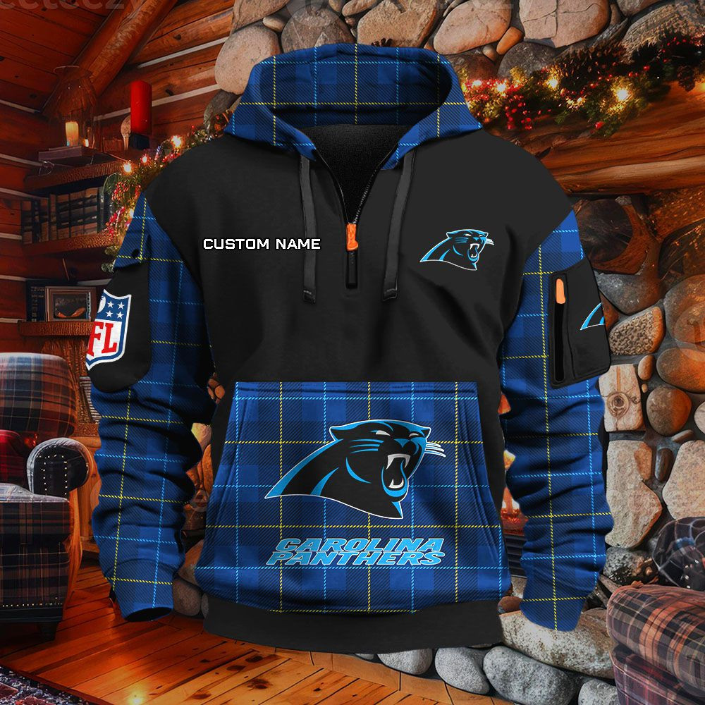 Sweat à capuche à demi-zip Carolina Panthers – Image 7