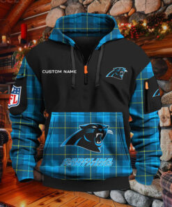 Sweat à capuche à demi-zip Carolina Panthers