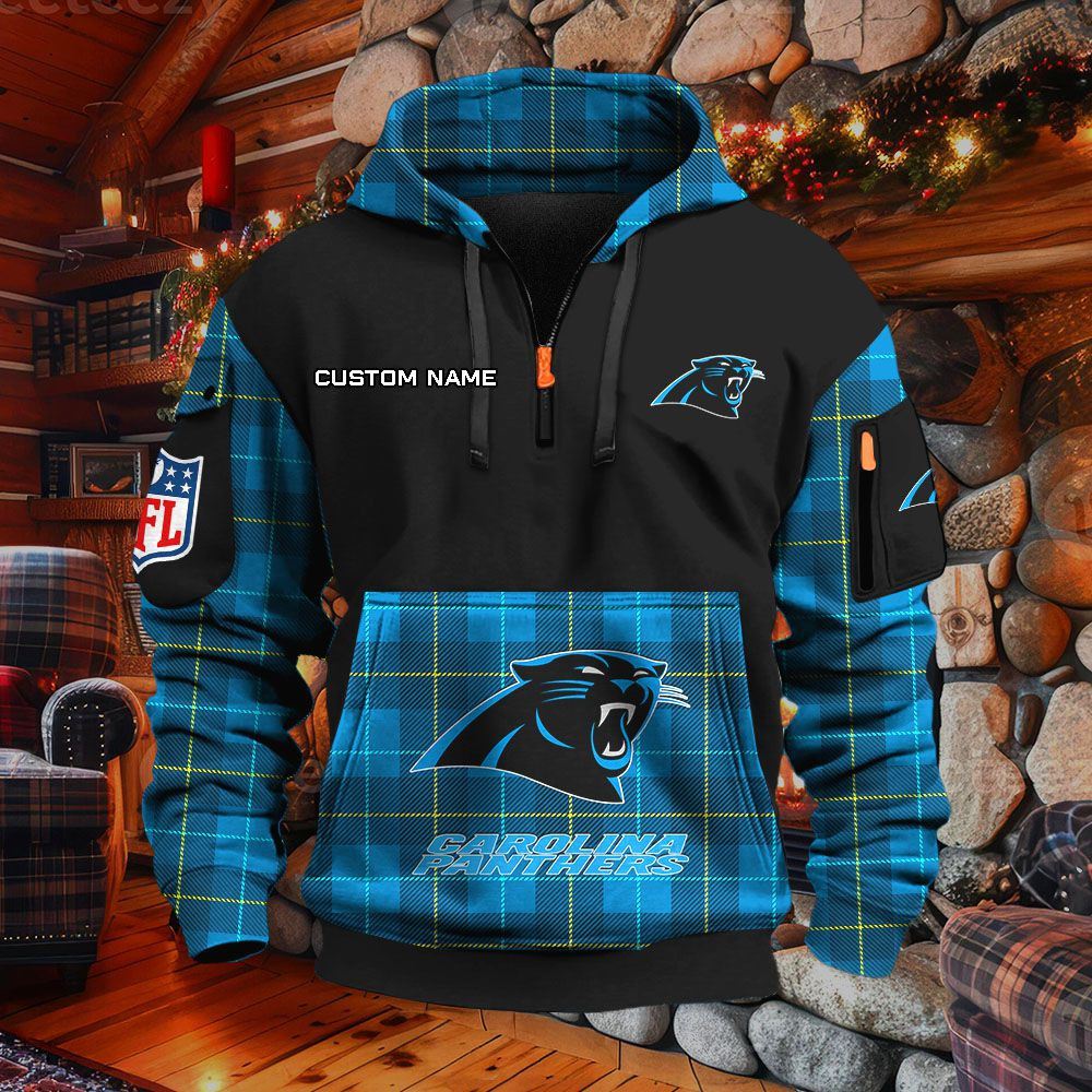 Sweat à capuche à demi-zip Carolina Panthers