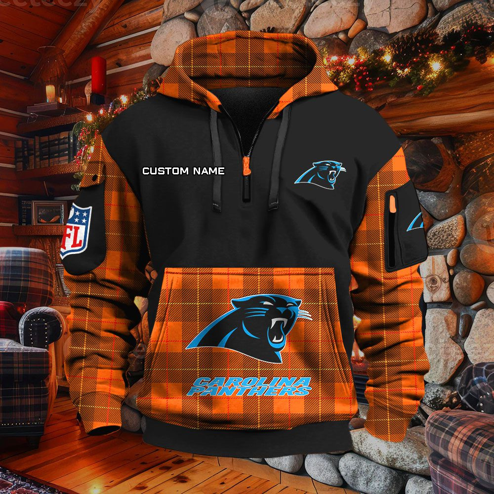 Sweat à capuche à demi-zip Carolina Panthers – Image 8