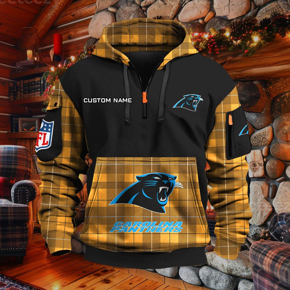 Sweat à capuche à demi-zip Carolina Panthers – Image 9