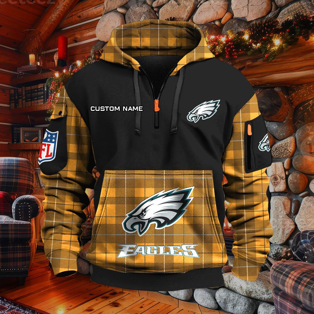 Sweat à capuche à demi-zip Philadelphia Eagles – Image 9
