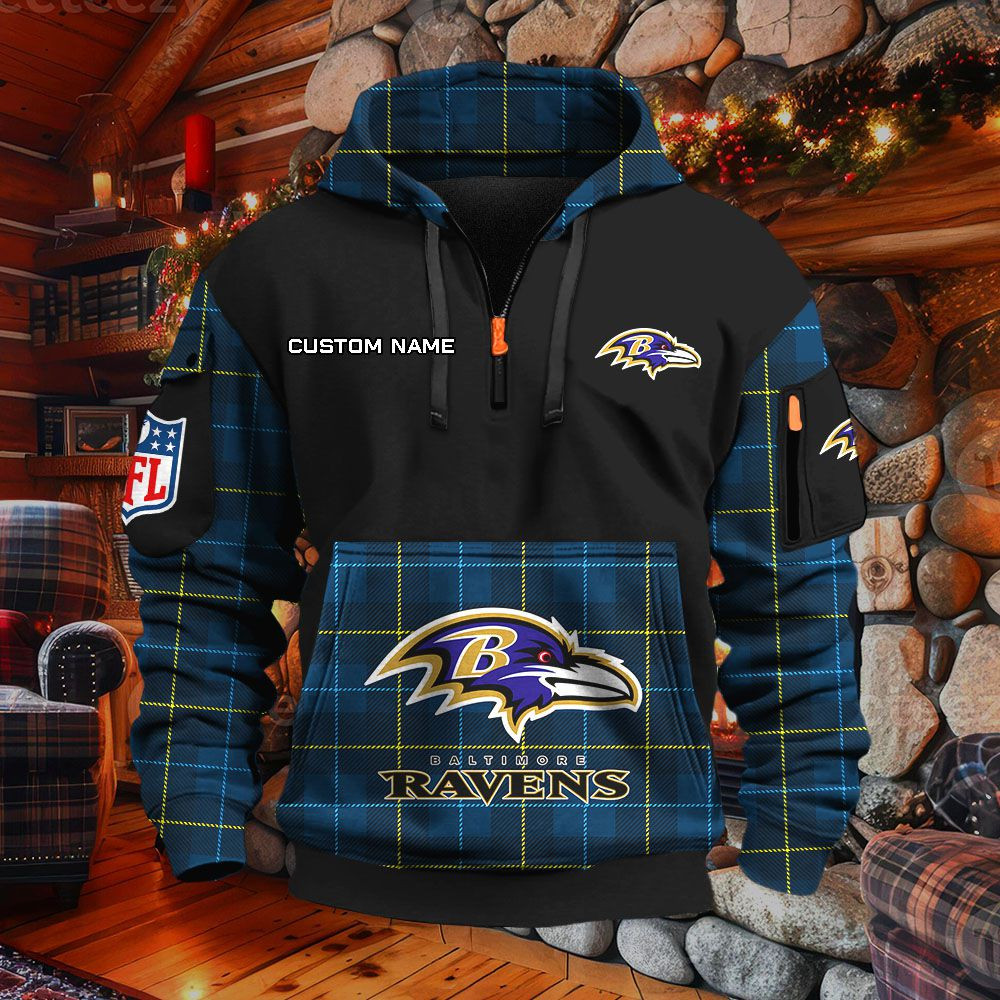 Sweat à capuche à demi-zip Baltimore Ravens – Image 2
