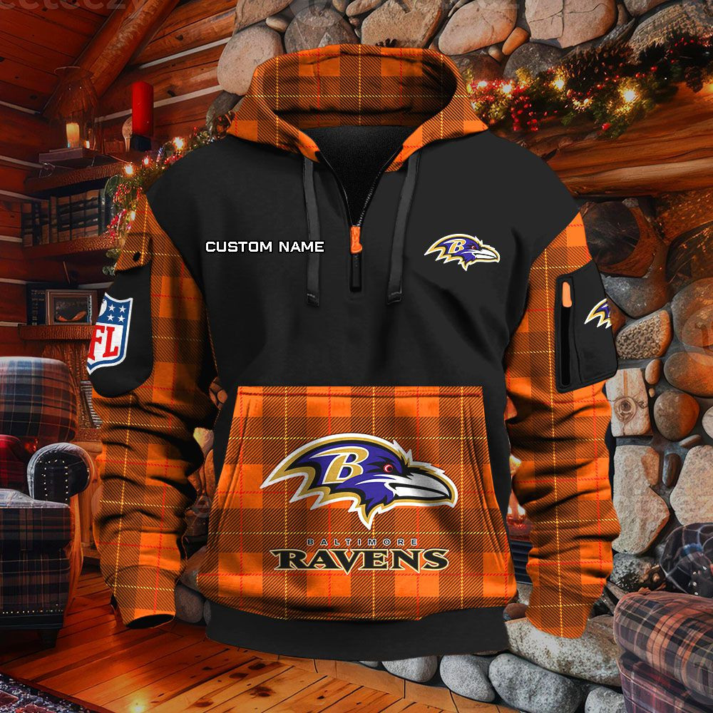 Sweat à capuche à demi-zip Baltimore Ravens – Image 8